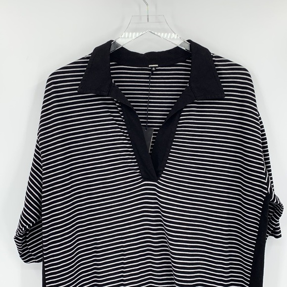 Monrow Archives polo dress black white knit stripe new X-Large XL - Picture 3 of 5
